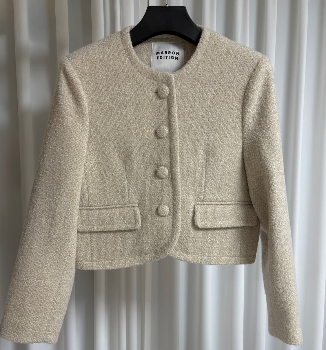 마론에디션 크리미 부클 울 블레이저 - 베이지 상품이미지1
