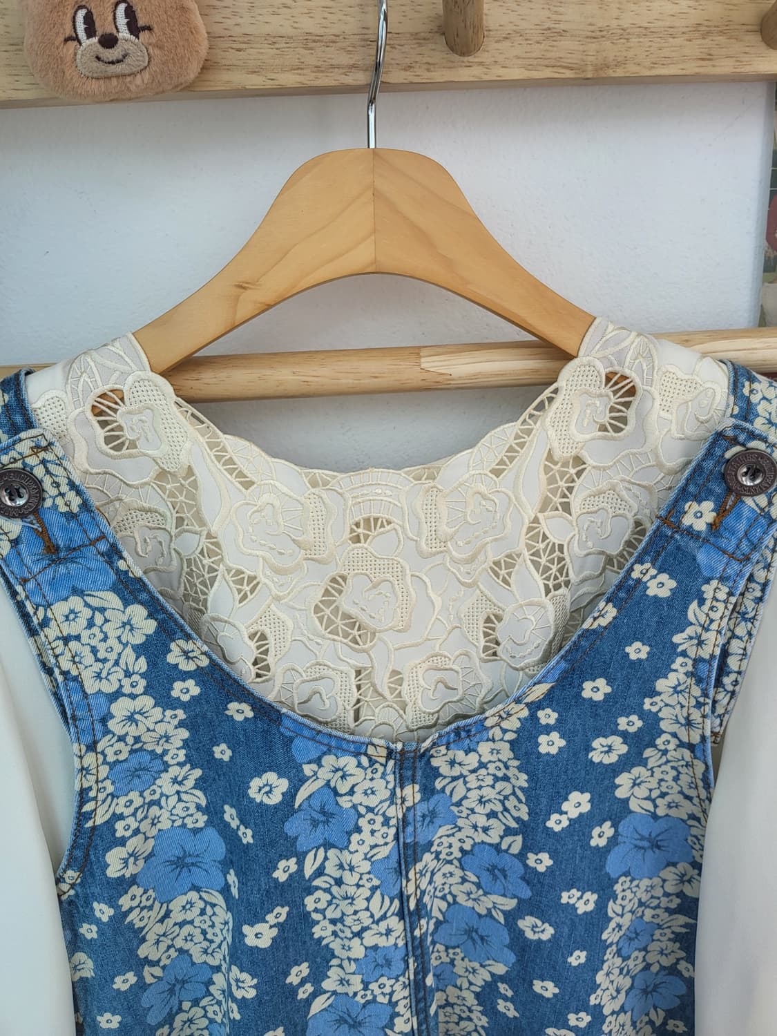 플라워 데님 멜빵 원피스 상품이미지4