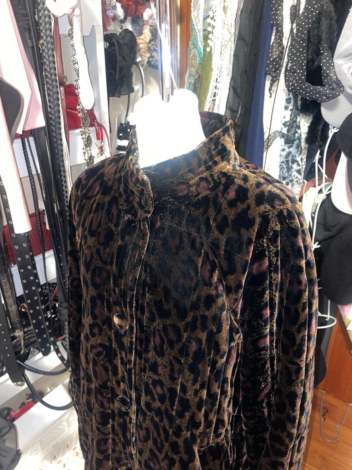 호피 벨벳 롱코트 상품이미지5