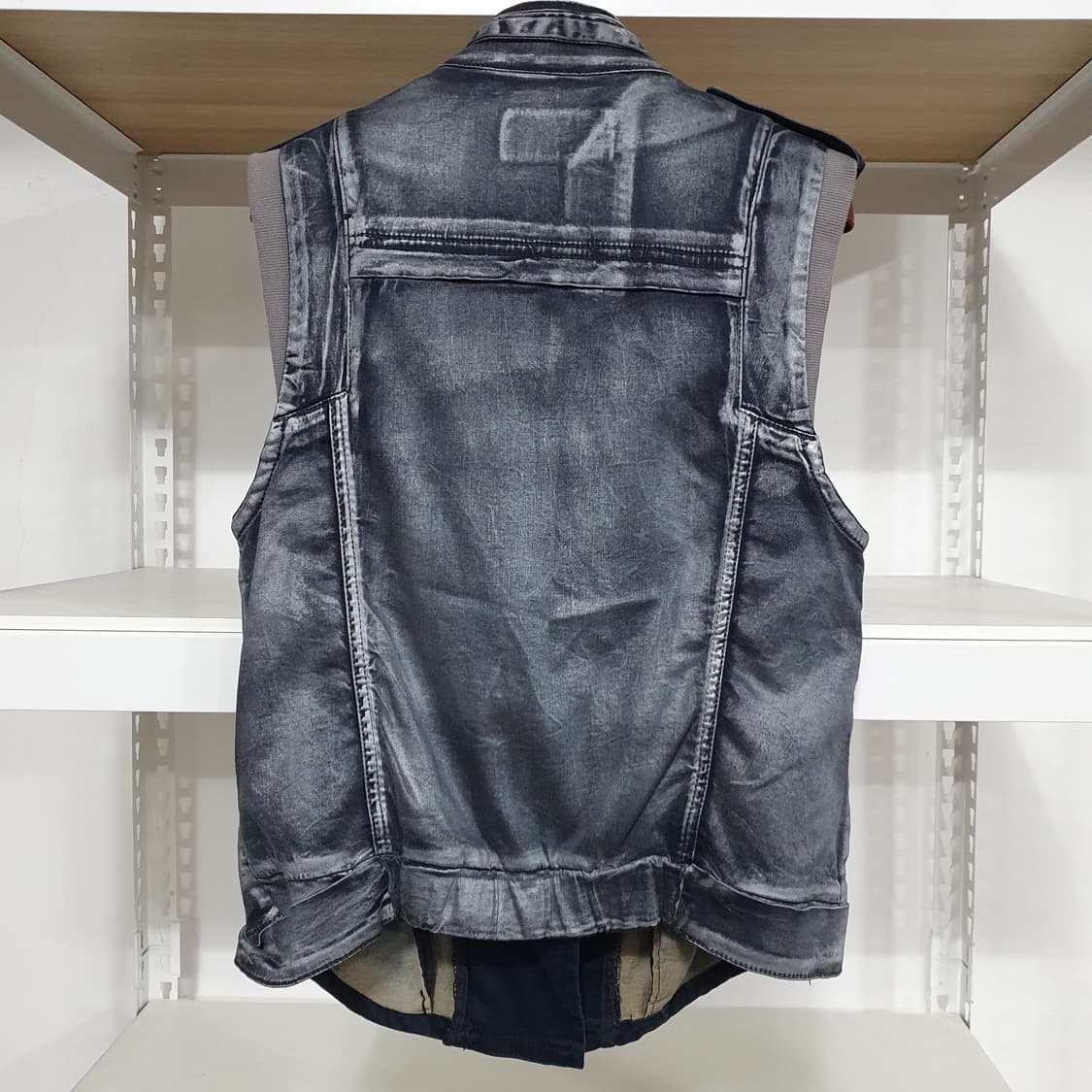 빈티지 y2k 비갸루  테크노 에스테틱 데님 텍스쳐 조끼 상품이미지9