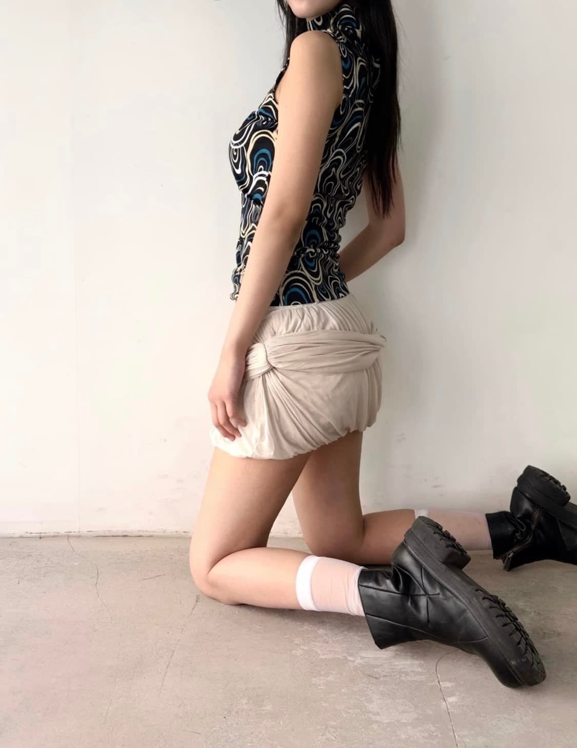 Whirl drape mini skirt / ivory 상품이미지7
