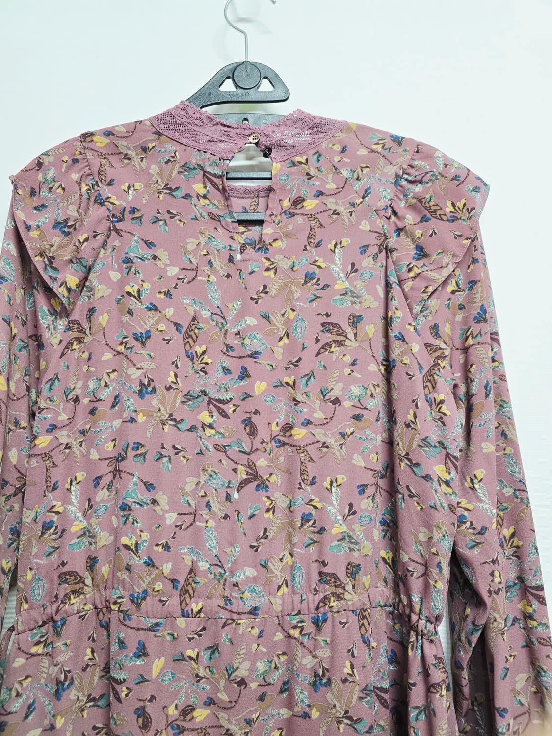 thursdayisland 잔꽃무늬 롱 원피스 프릴 장식 상품이미지7