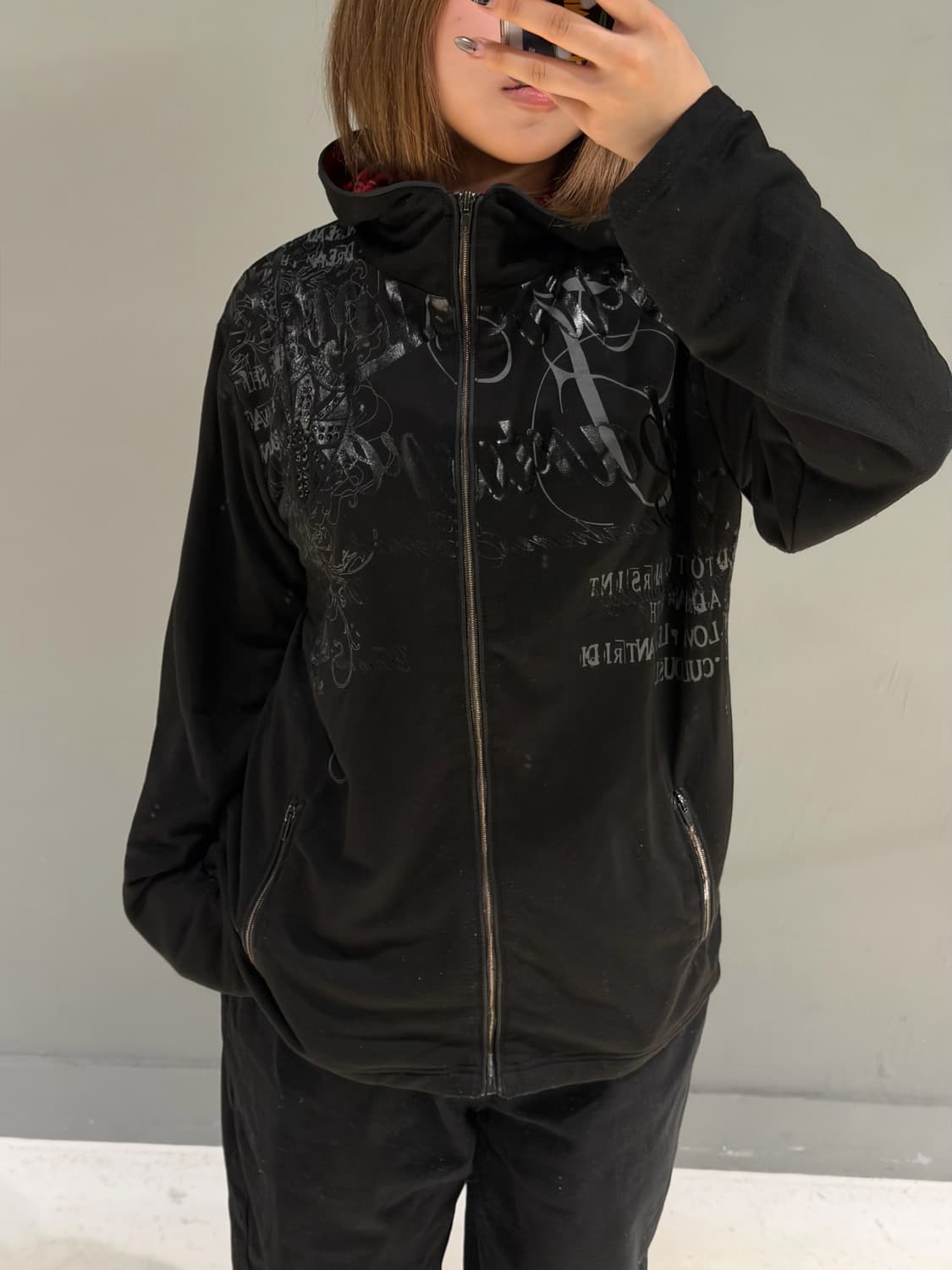punk printing check point hood zip-up 상품이미지5