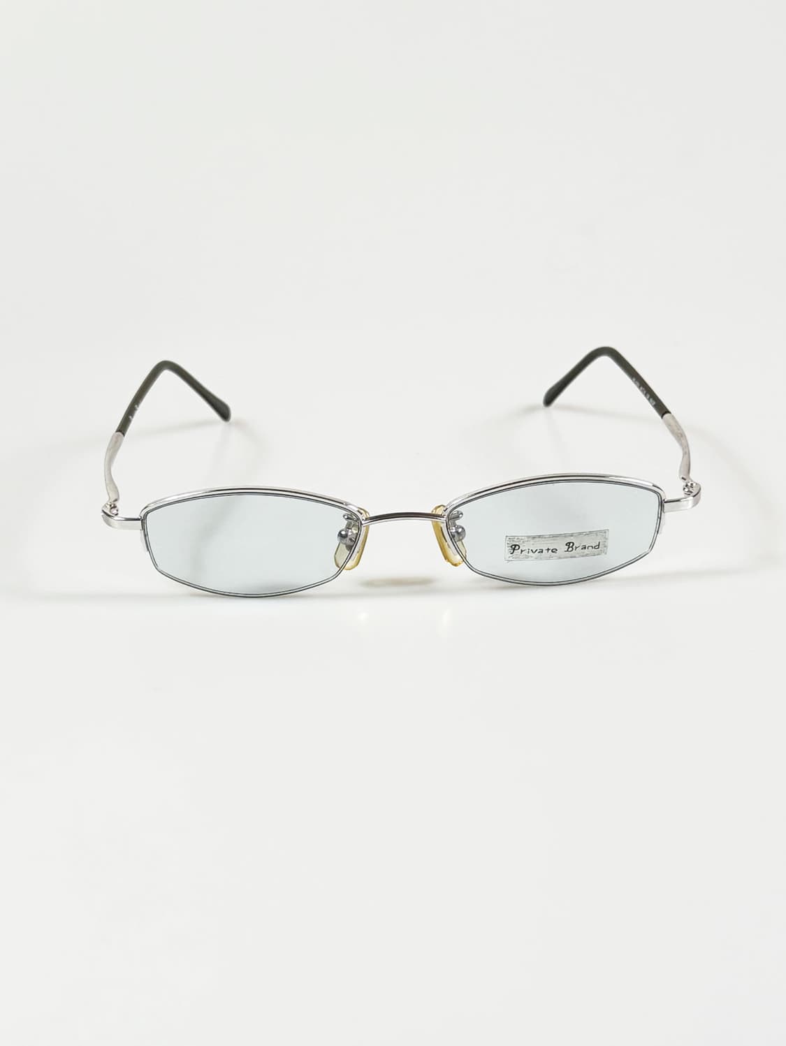 90s PRIVATE BRAND 실버 반무테 스퀘어 빈티지 안경 상품이미지1