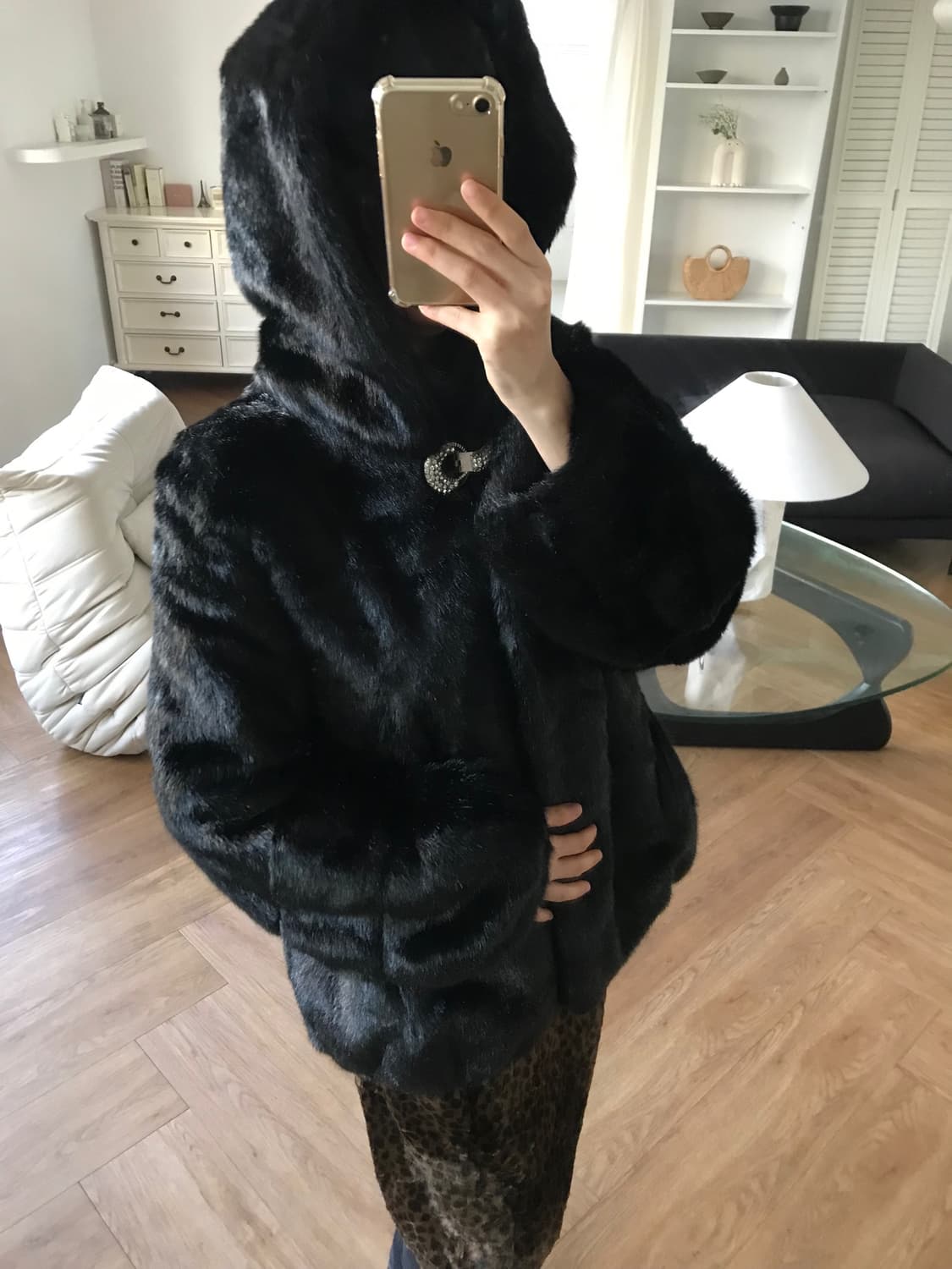 vintage eco fur hood jacket 상품이미지2