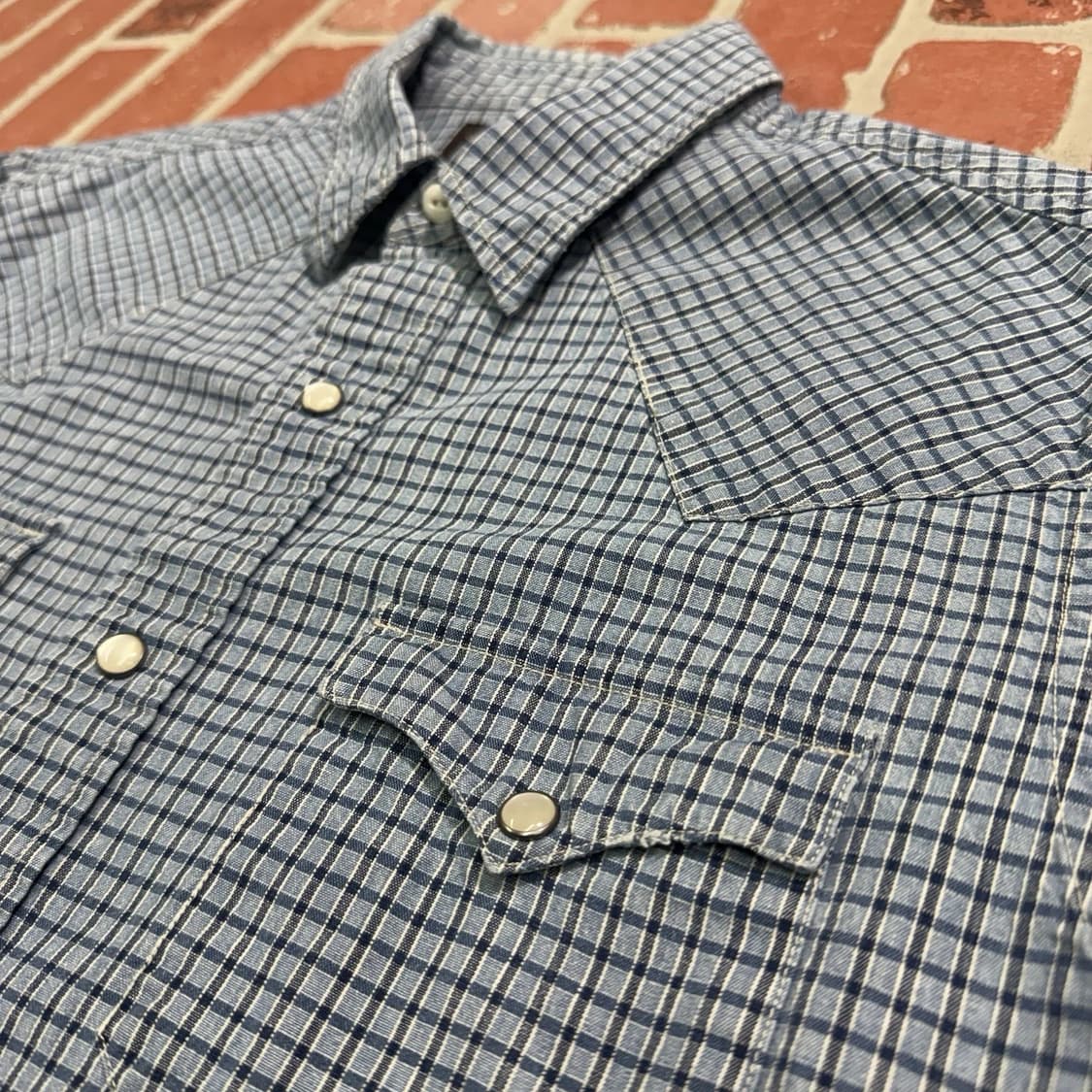 RRL 더블알엘 슬림핏 체크 웨스턴 셔츠 블루 상품이미지2