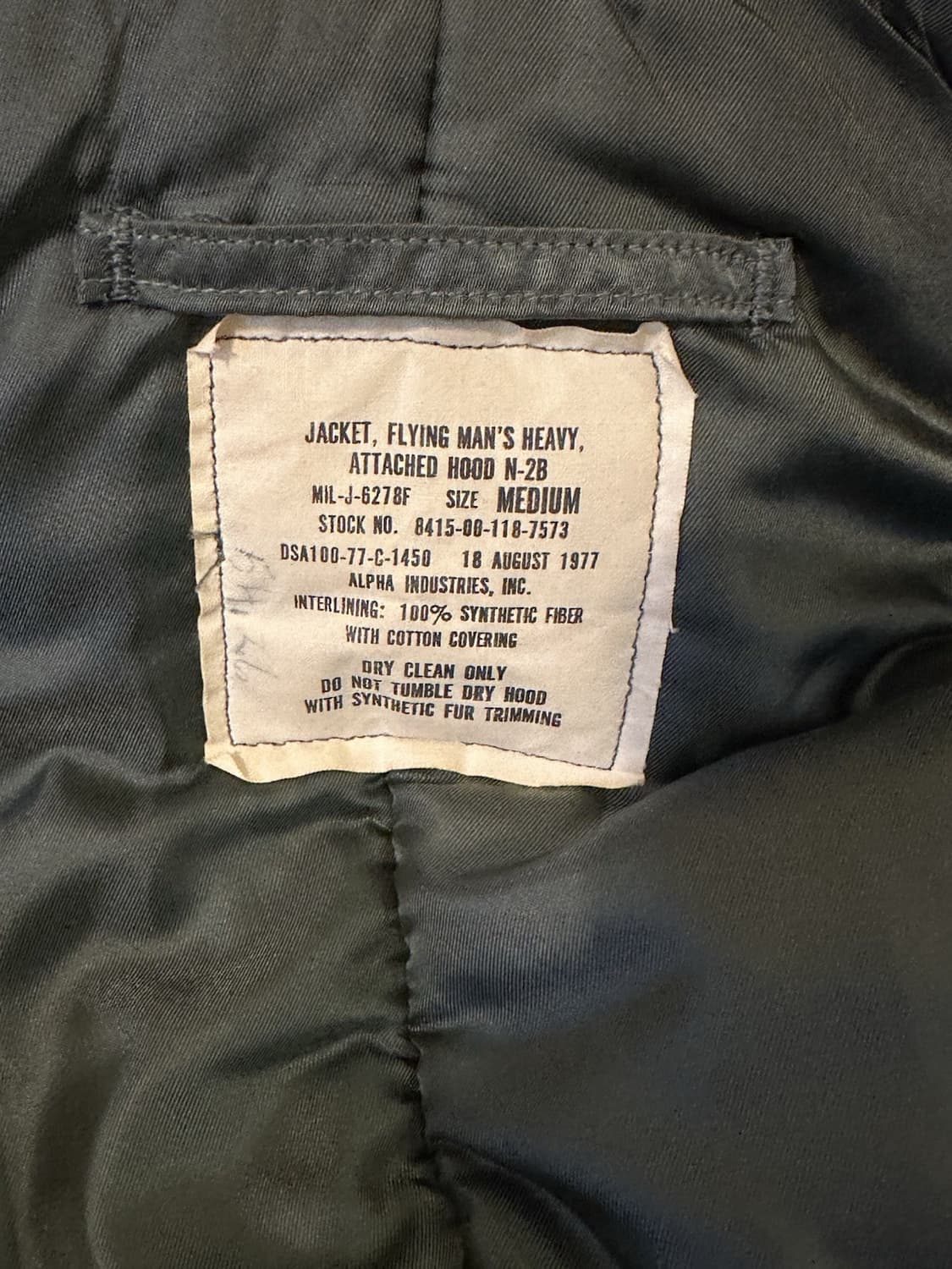 70s 알파 인더스트리 N-2B 헤비 플라잉 자켓 상품이미지5