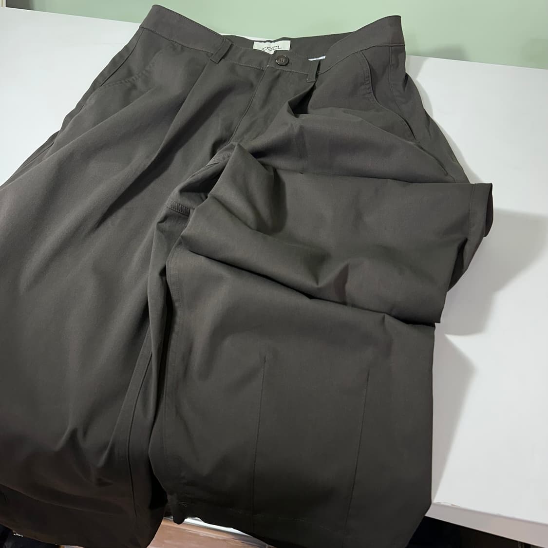 S-M 커스텀어클락 와이드벌룬핏 하이웨스트 원턱 폴리팬츠 상품이미지1