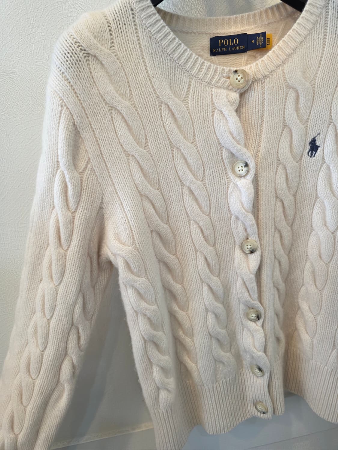 폴로 랄프로렌 울 캐시미어 아이보리 가디건 M 상품이미지8