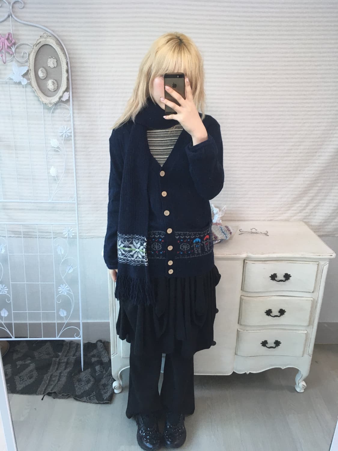 jpn vintage navy nordic muffler 상품이미지3