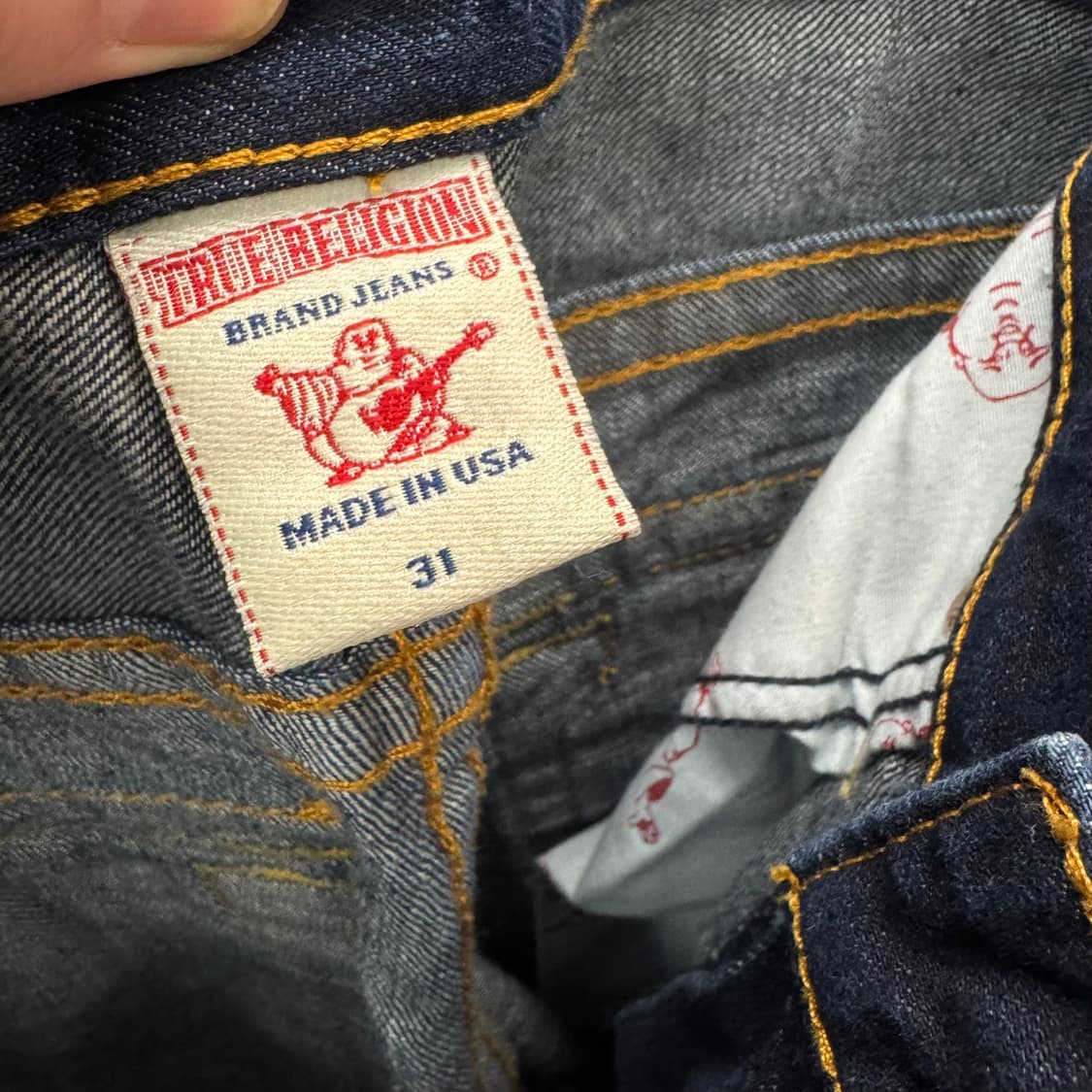 00s 트루릴리전 데님 팬츠 후면 말발굽 페인팅 포인트 진청 상품이미지8