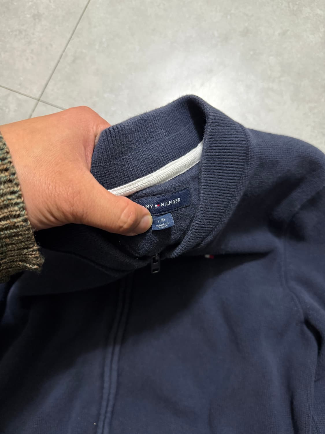 타미힐피거  네이비컬러 빈티지  코튼  니트 풀집업 자켓 95 size  상품이미지3