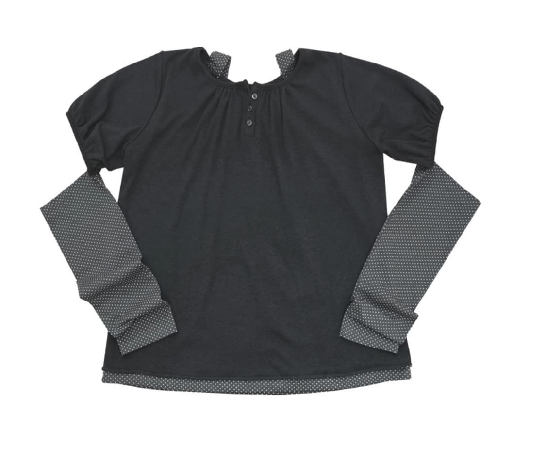 Back ribbon flare top / charcoal 상품이미지1