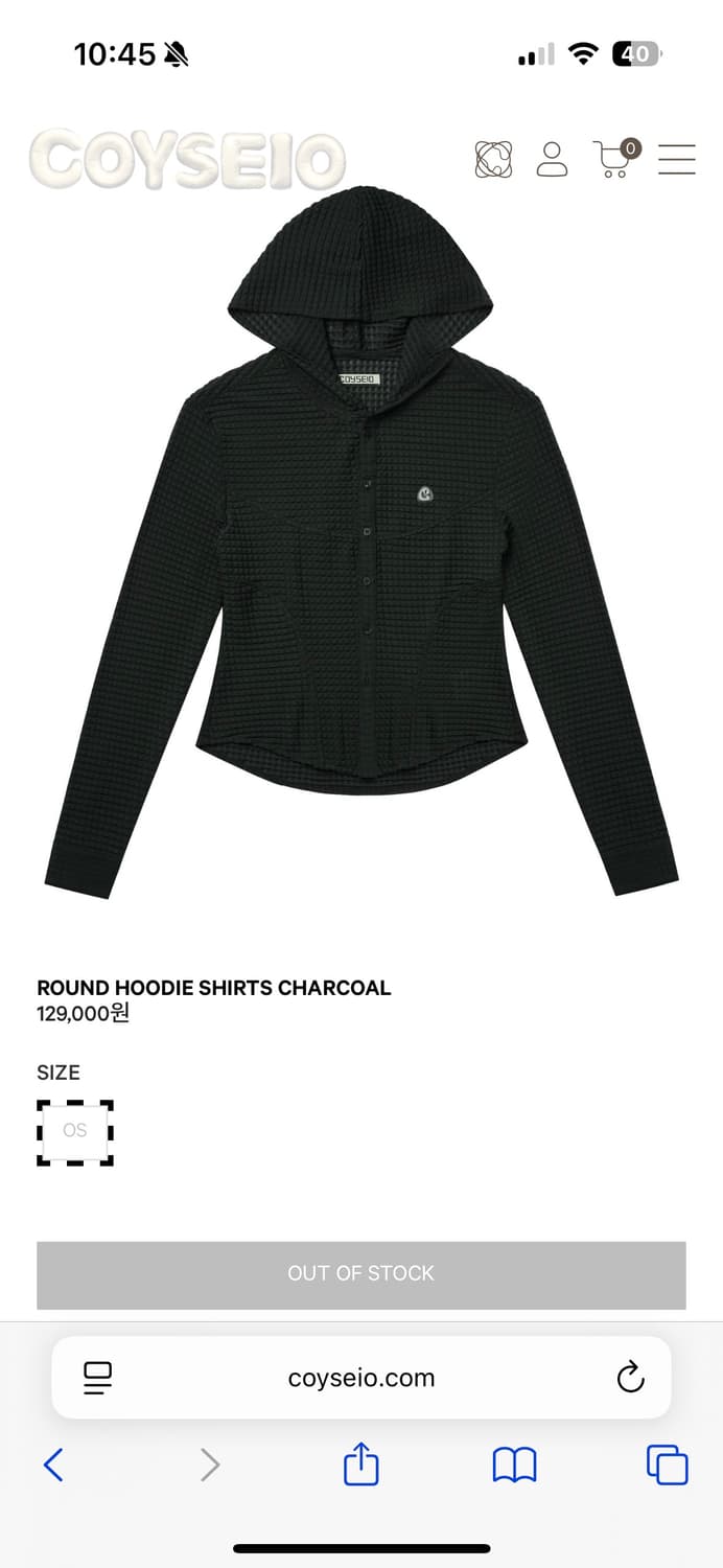 코이세이오 라운드 후디 셔츠 차콜 상품이미지1