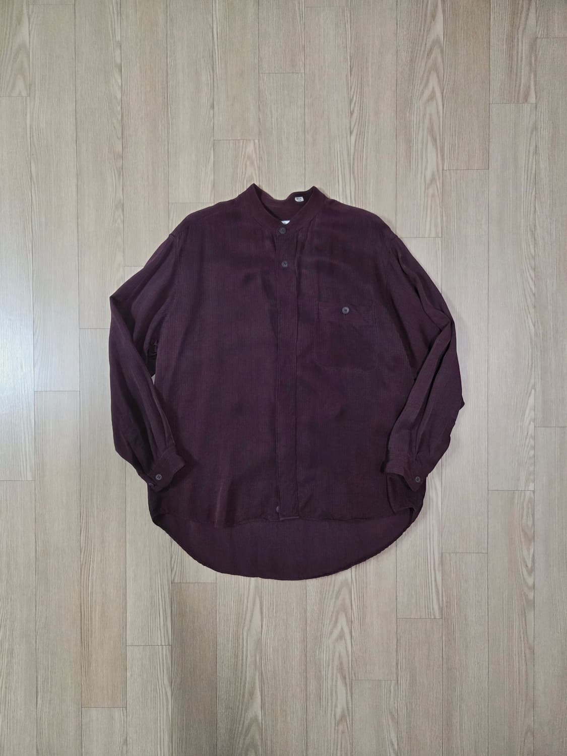 VARIO MODA 버건디 원 포켓 큐프라 헨리넥 셔츠 상품이미지1