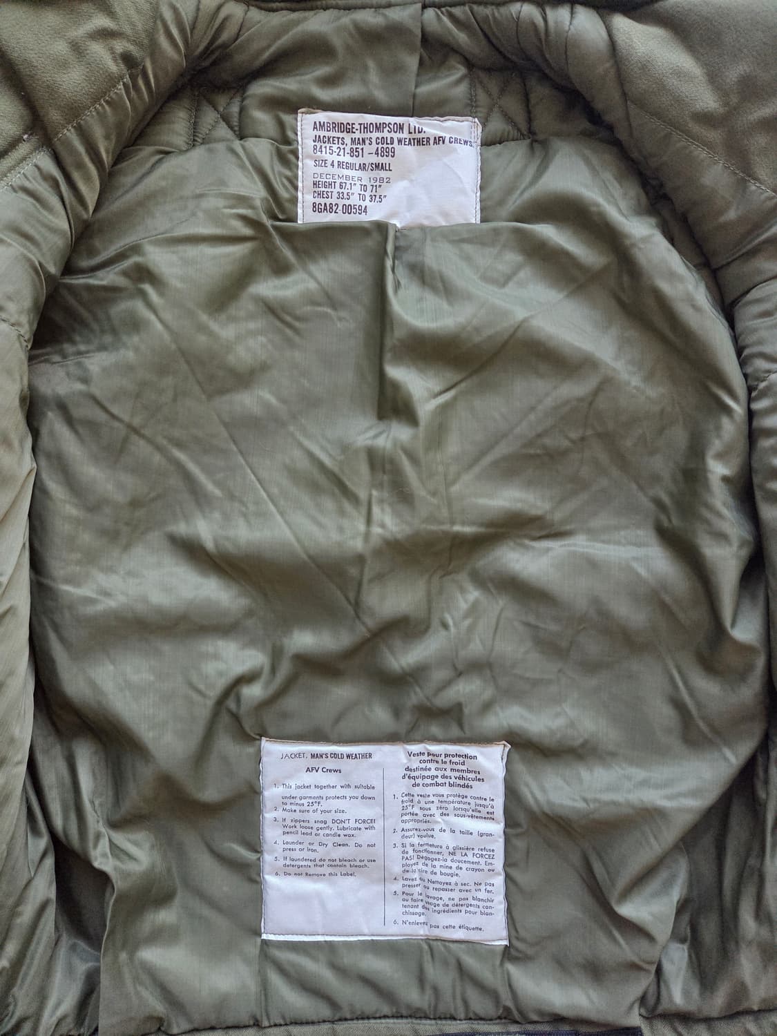 1982 OG 캐나다군 AFW CREW 탱커 자켓 S-R 상품이미지7