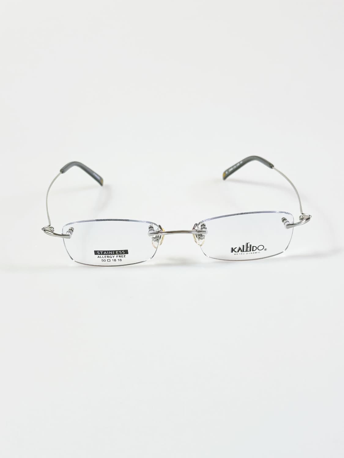 90s KALEIDO 실버 무테 스퀘어 메탈 빈티지 안경 상품이미지1