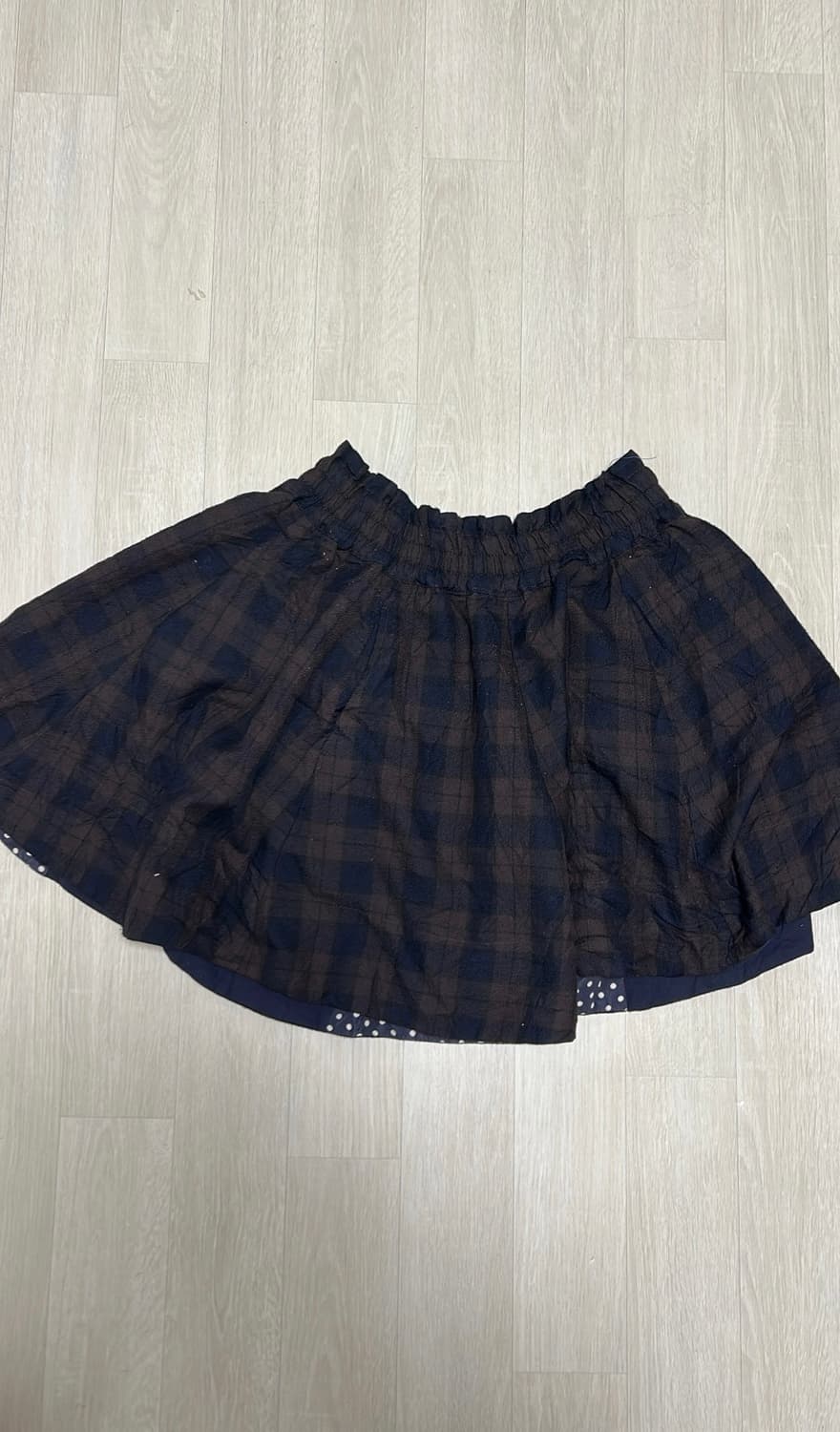 리버시블 도트 네이비 체크 스커트 상품이미지2