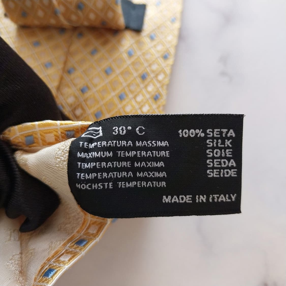 베르사체 실크 옐로 다이아 패턴 넥타이 8.9cm A-~B등급 K1390 상품이미지10