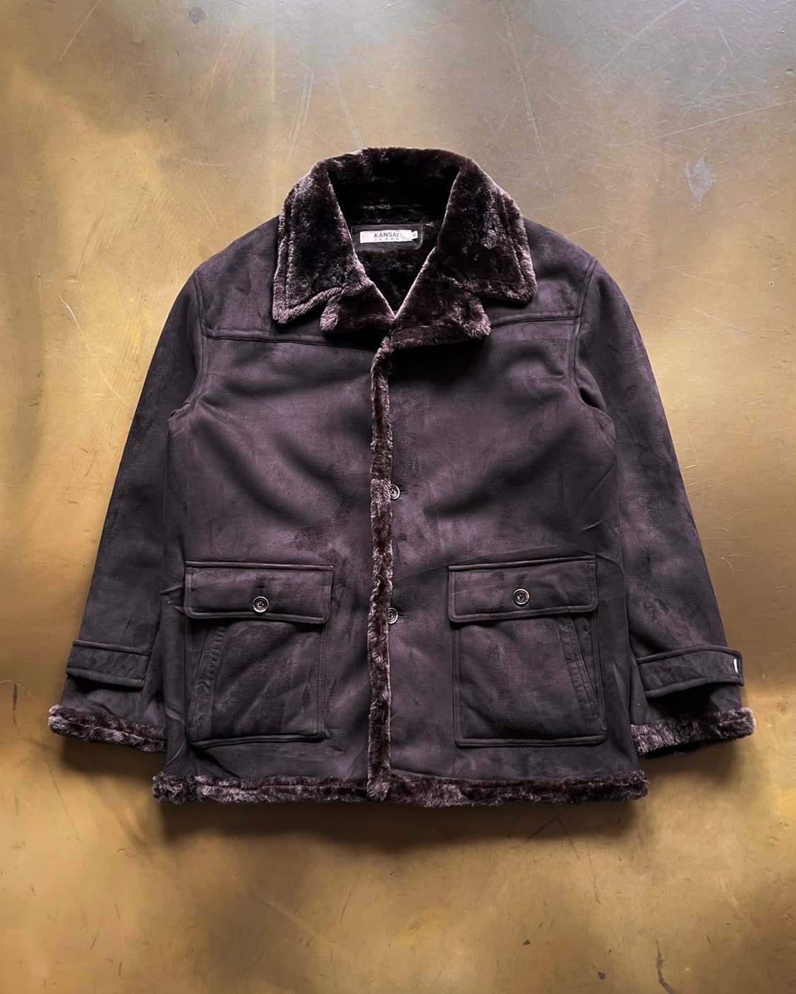 90s KANSAI YAMAMOTO Leather Fur Coat 상품이미지3