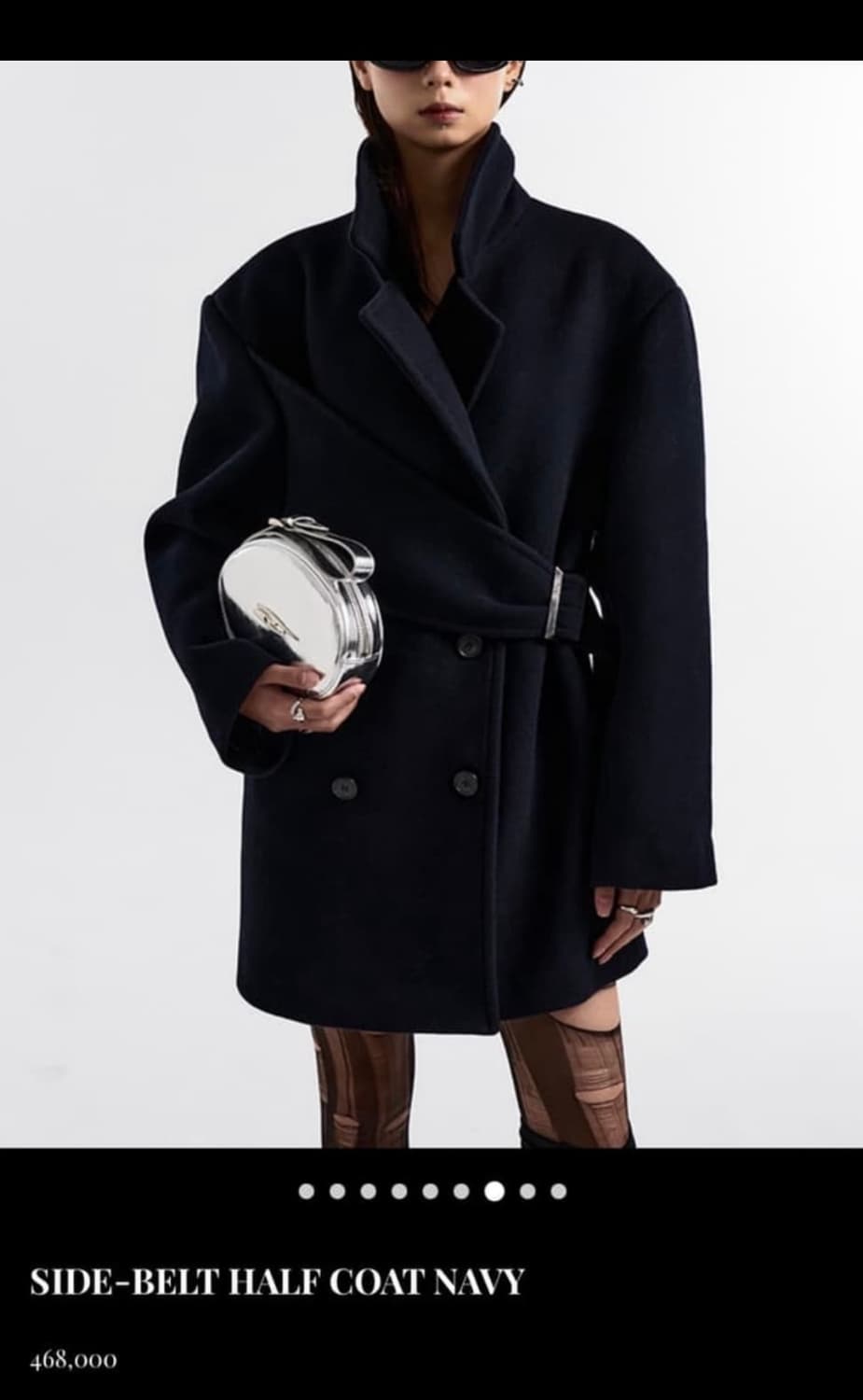 YEEL SIDE-BELT HALF COAT NAVY 상품이미지1