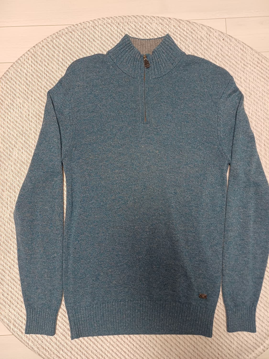 [Cashmere 5%] 헨리코튼 하프집업 블루 멜란지 니트 (100) 상품이미지1