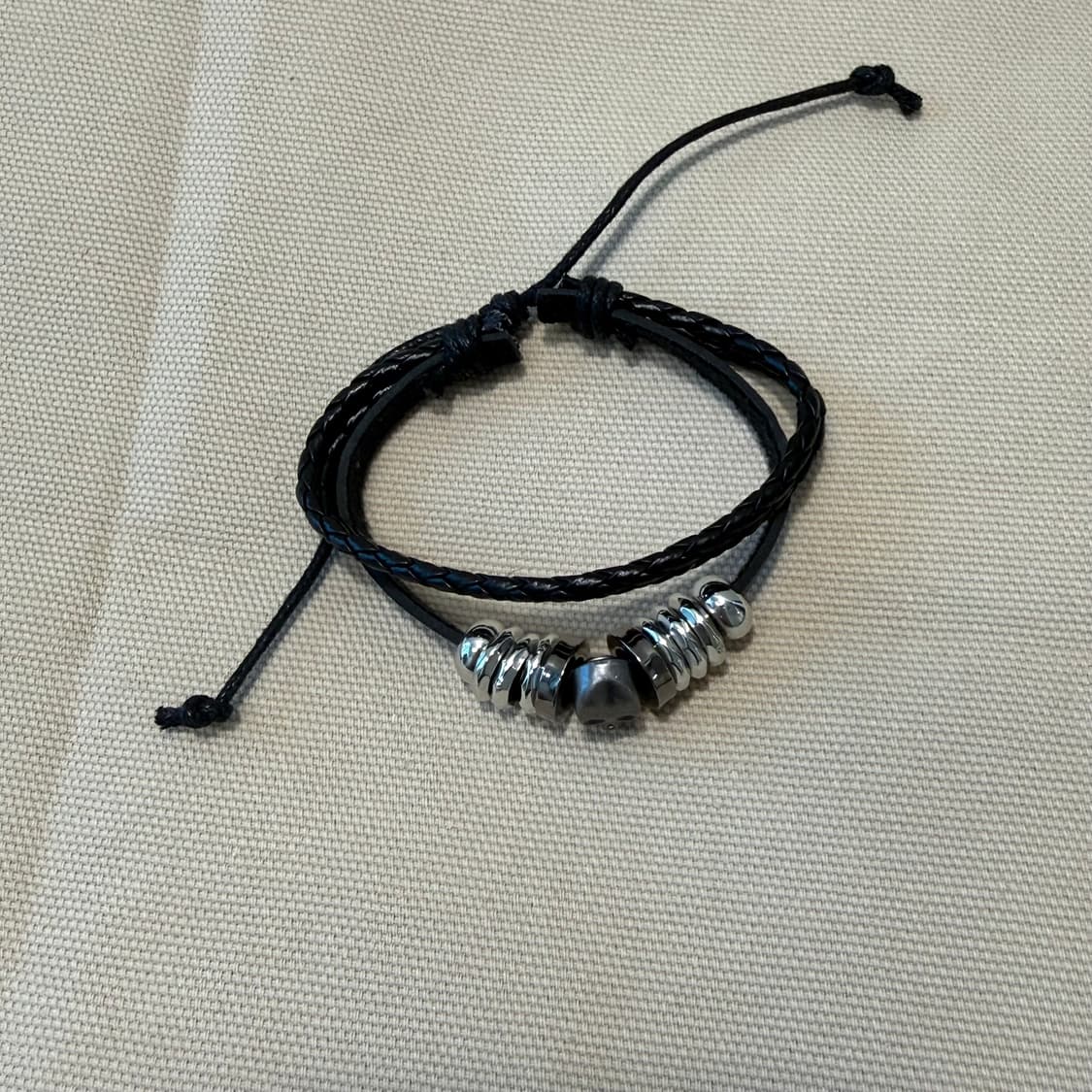 빈티지 무드 가죽 스컬 레더 팔찌  상품이미지3