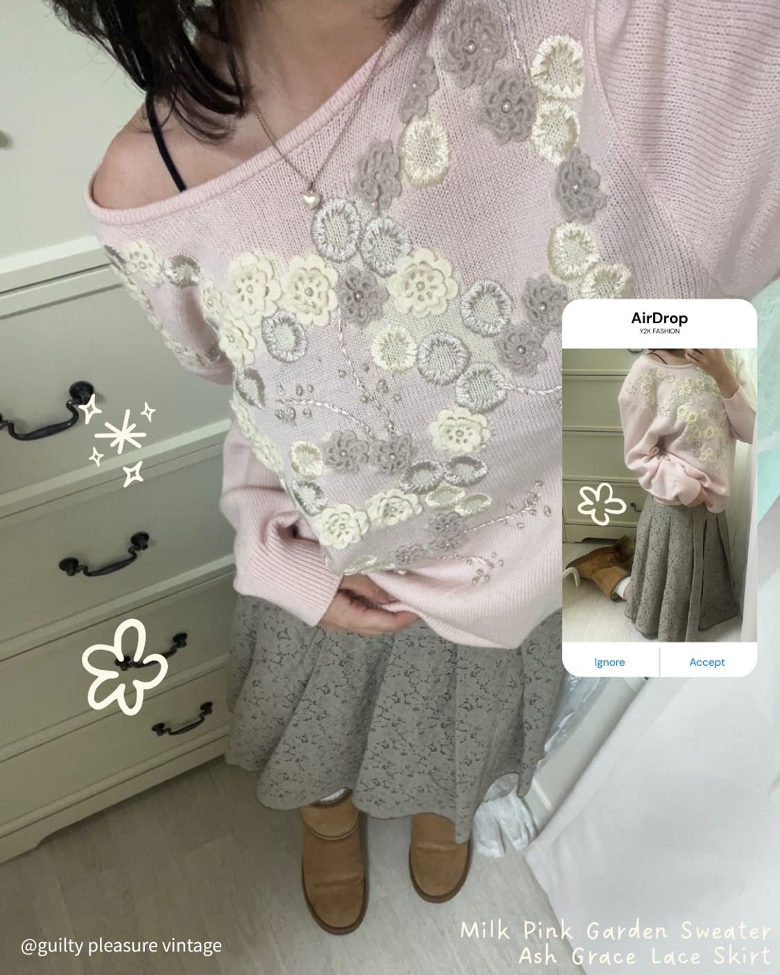 Milk pink garden sweater (vintage) 상품이미지1