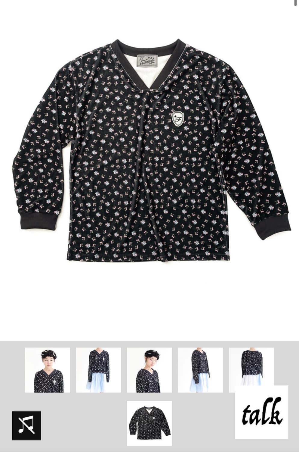 샵페어리 v neck flower terry shirts (black) 상품이미지3