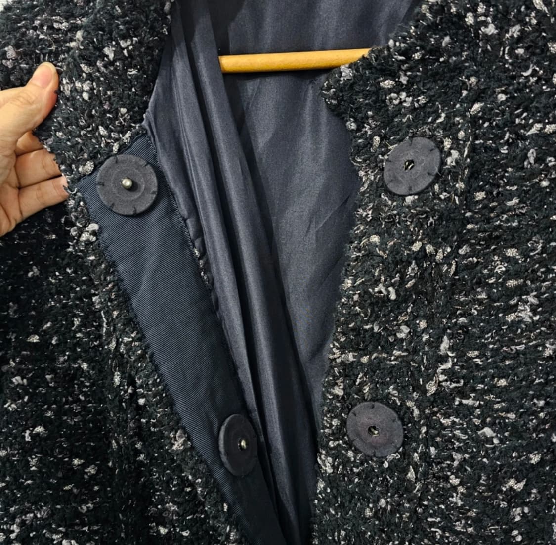 한섬 타임 TIME 블랙 트위드 코트 90(F) 상품이미지5