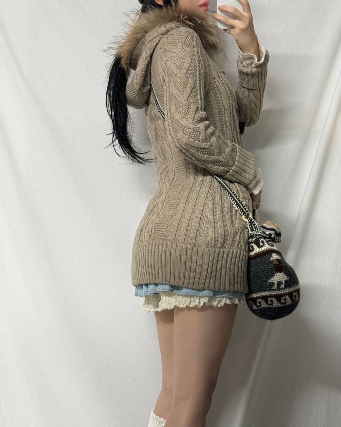 버버리 퍼 트리밍 후디드 토글 버튼 가디건 상품이미지3