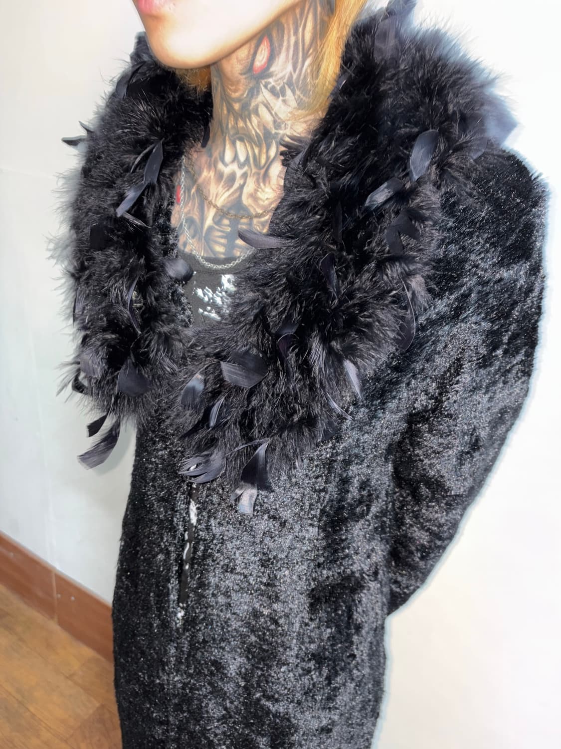 Feather Black Long Fur coat 상품이미지1