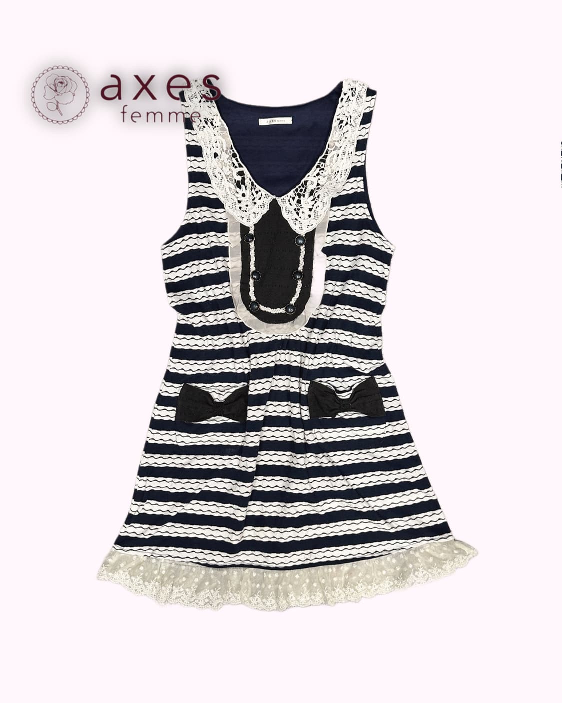 lace stripe ribbon dress 상품이미지1