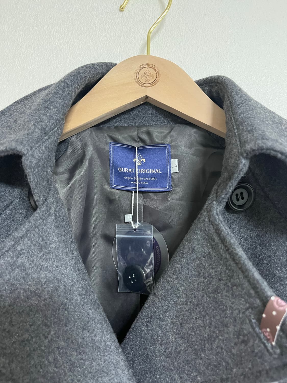 일본 소녀 울 더블 버튼 코트 자켓 그레이 상품이미지7