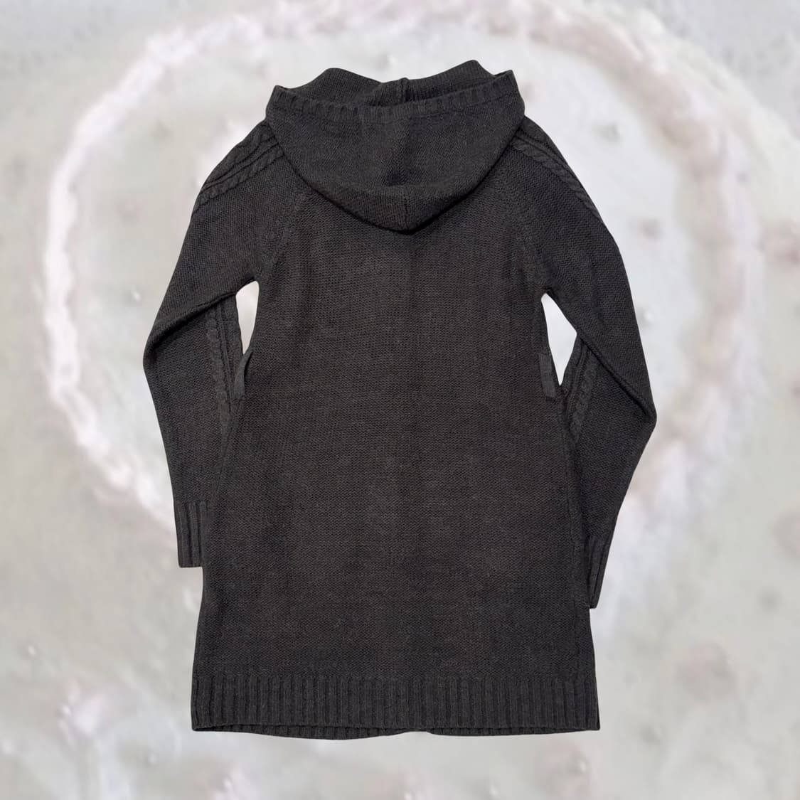 일본 빈티지 모리 후드 케이블 차콜 빵단추 원피스 롱 가디건 상품이미지3