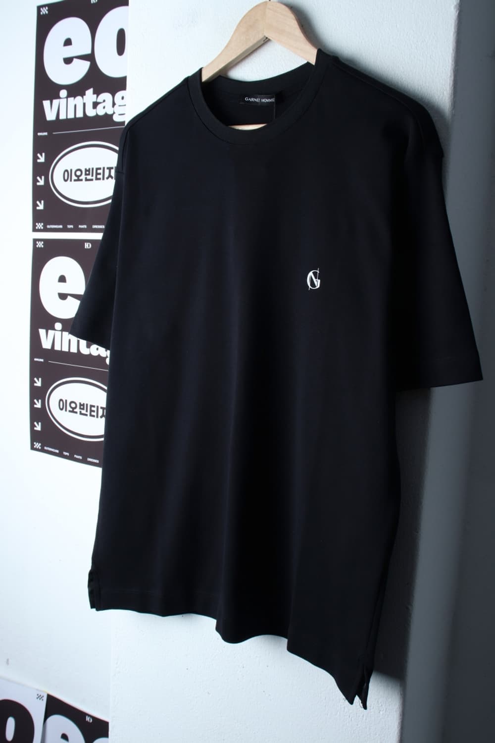 (M-XL) 가넷옴므 반팔 티셔츠 새상품 놈코어 블랙-H32467 상품이미지1