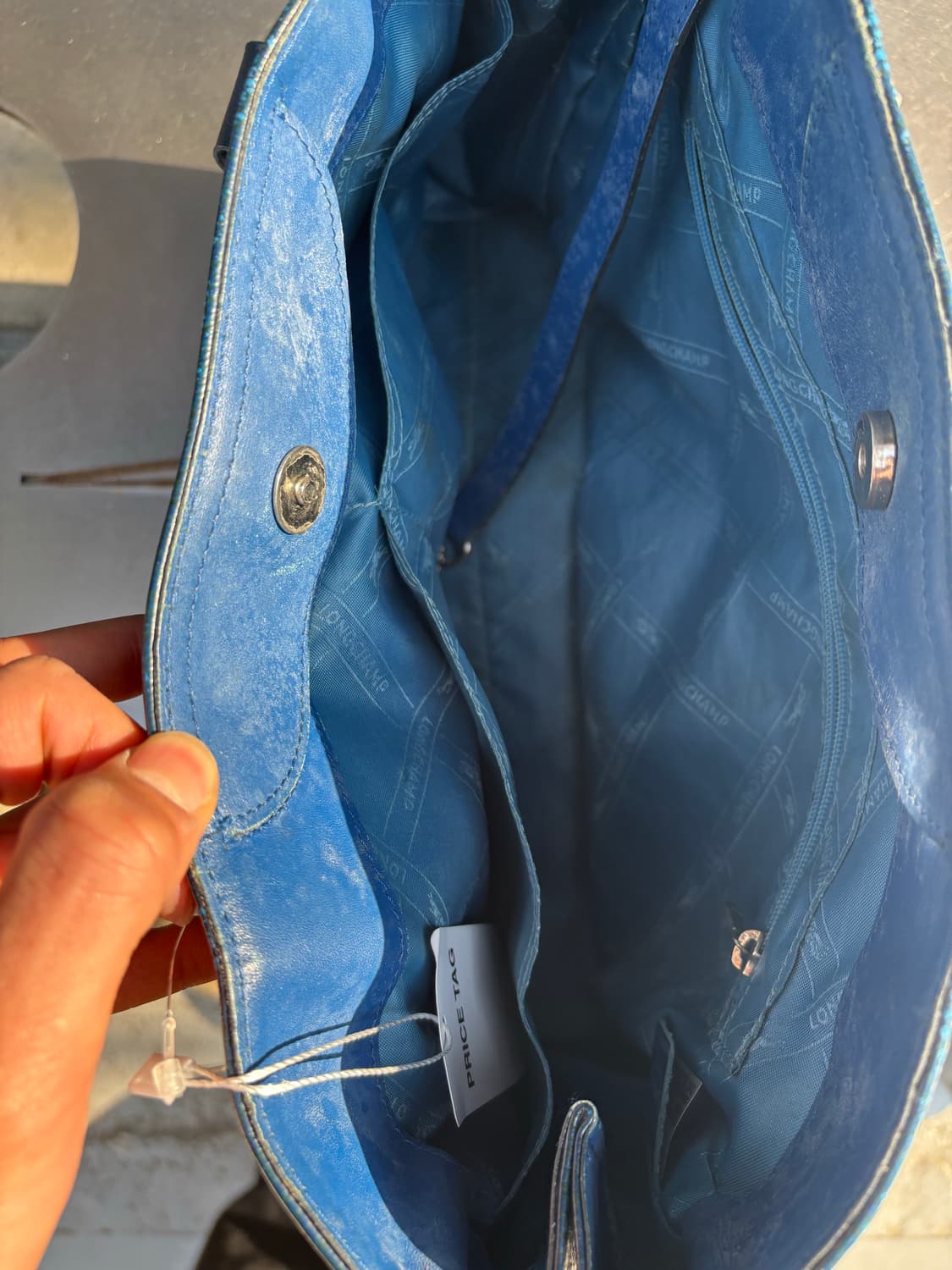 히피 딥블루 레더 멀티 포켓 토트백 상품이미지5