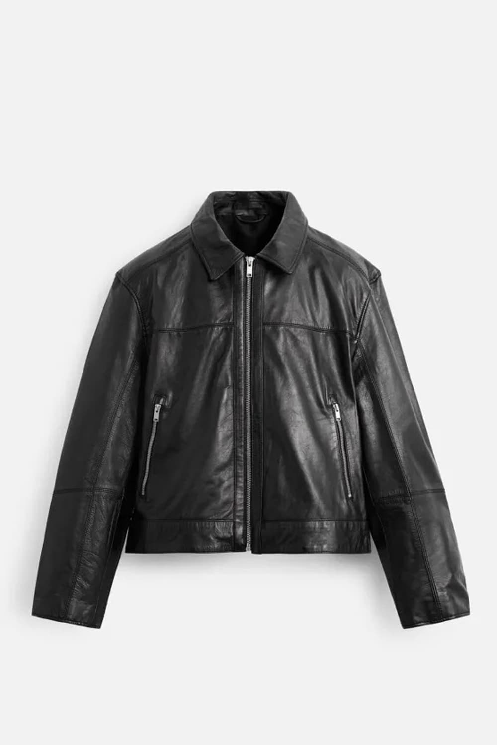 자라 리얼 레더 박시핏 가죽 자켓 상품이미지7