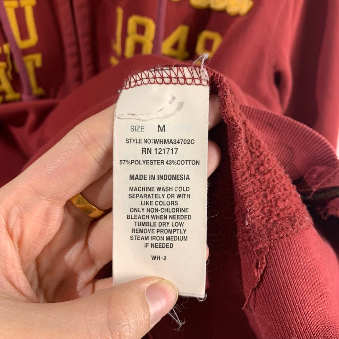 후아유 y2k 와투케 버건디 후드집업 상품이미지5