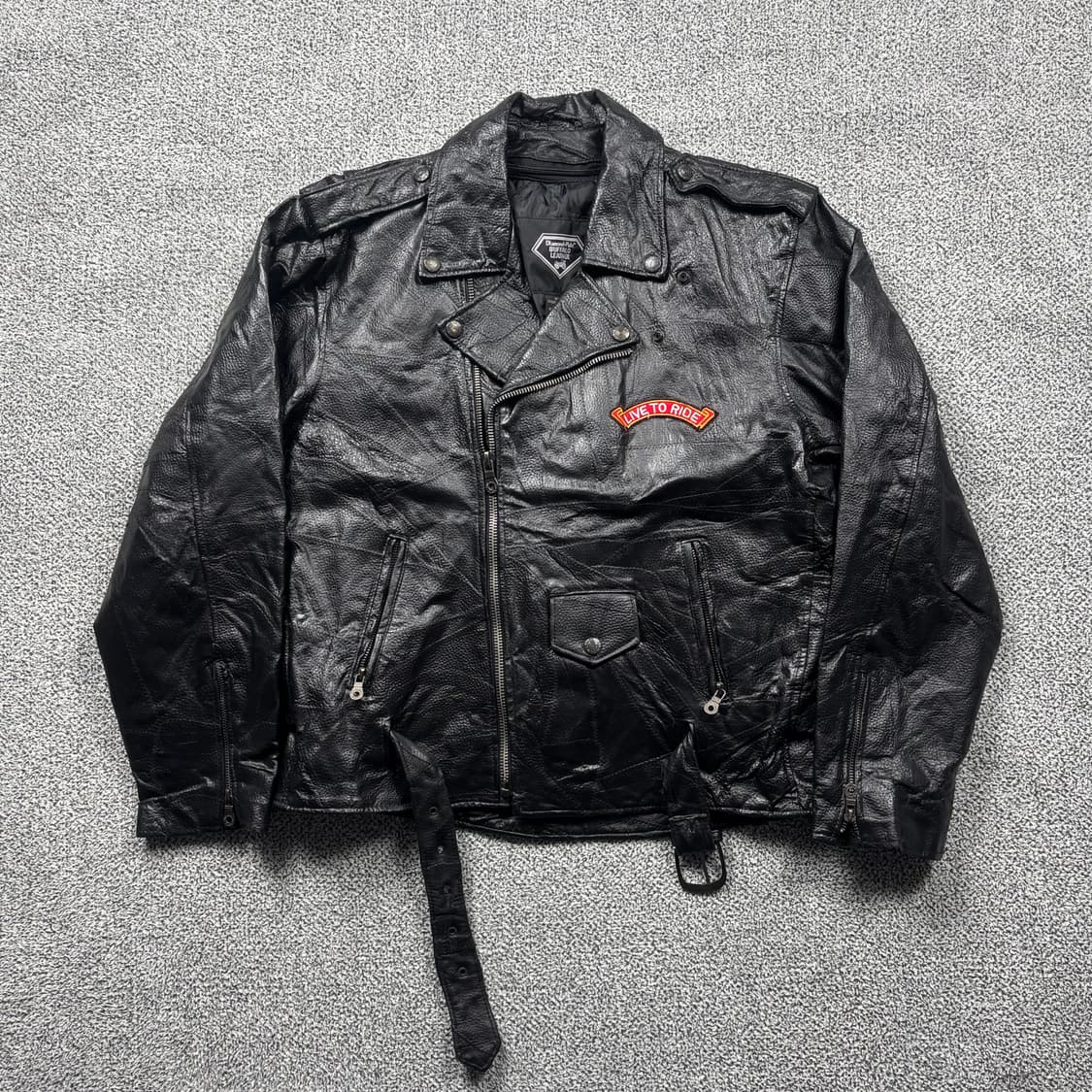 Diamond plate 버팔로 레더 Usa패치 라이더 자켓 상품이미지2