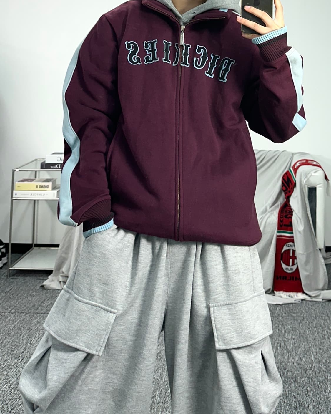 디키즈 빅로고 버건디 니트 집업 100 상품이미지3