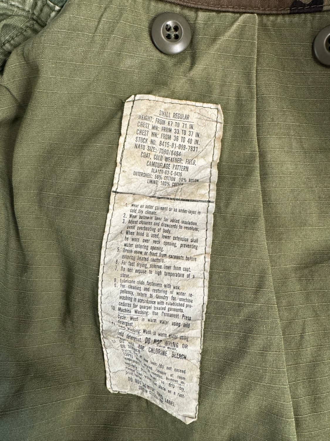 (103)M65 필드자켓 미군 우드랜드 카모 야상 스몰 레귤러 상품이미지2