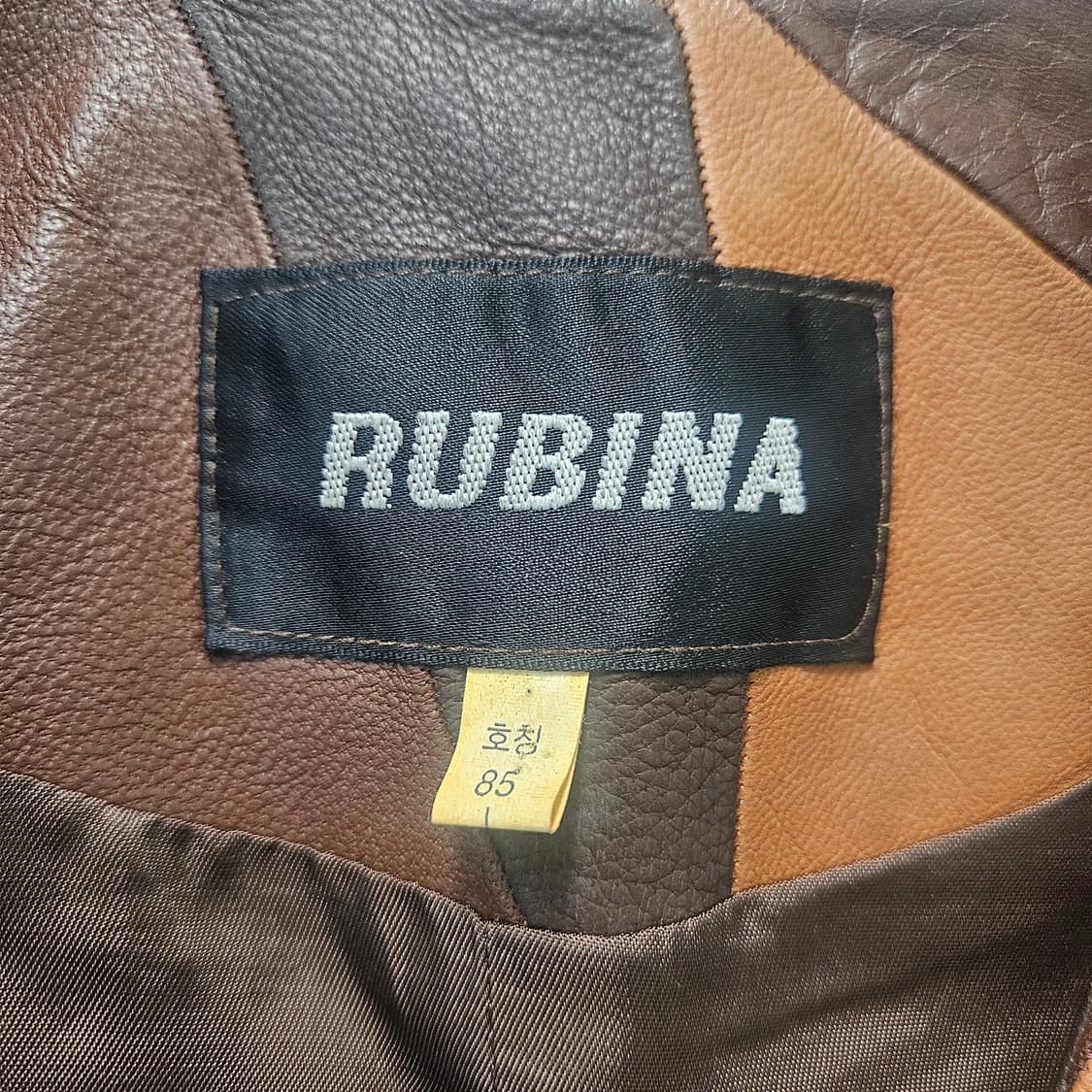 85 루비나 여성 가죽 패치워크 베스트 0317Y 상품이미지3