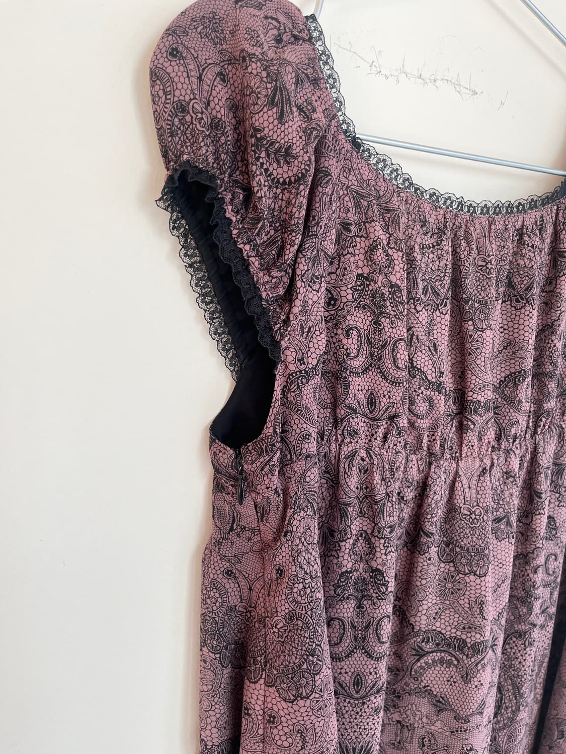 히스테릭 글래머 페이즐리 레이스 고딕 해골 프릴 시폰 원피스 드레스 상품이미지3