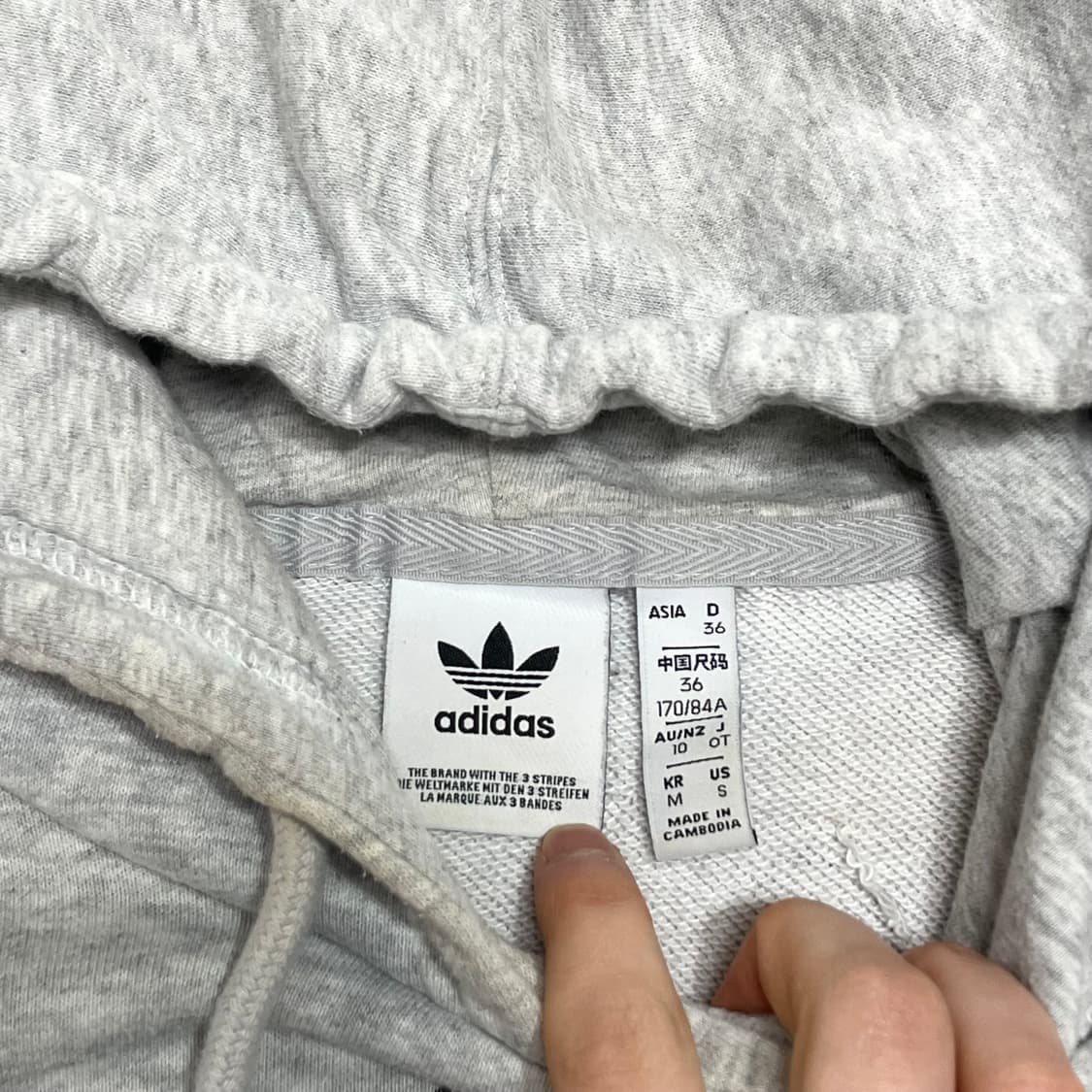 아디다스 오리지날 그레이 오버핏 크롭 후드티셔츠 여성S 상품이미지3