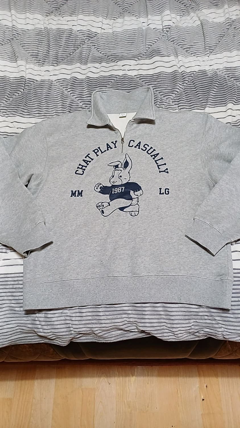 Mmlg 반집업 오버핏기모맨투맨 L 가슴65 기장70 상품이미지1