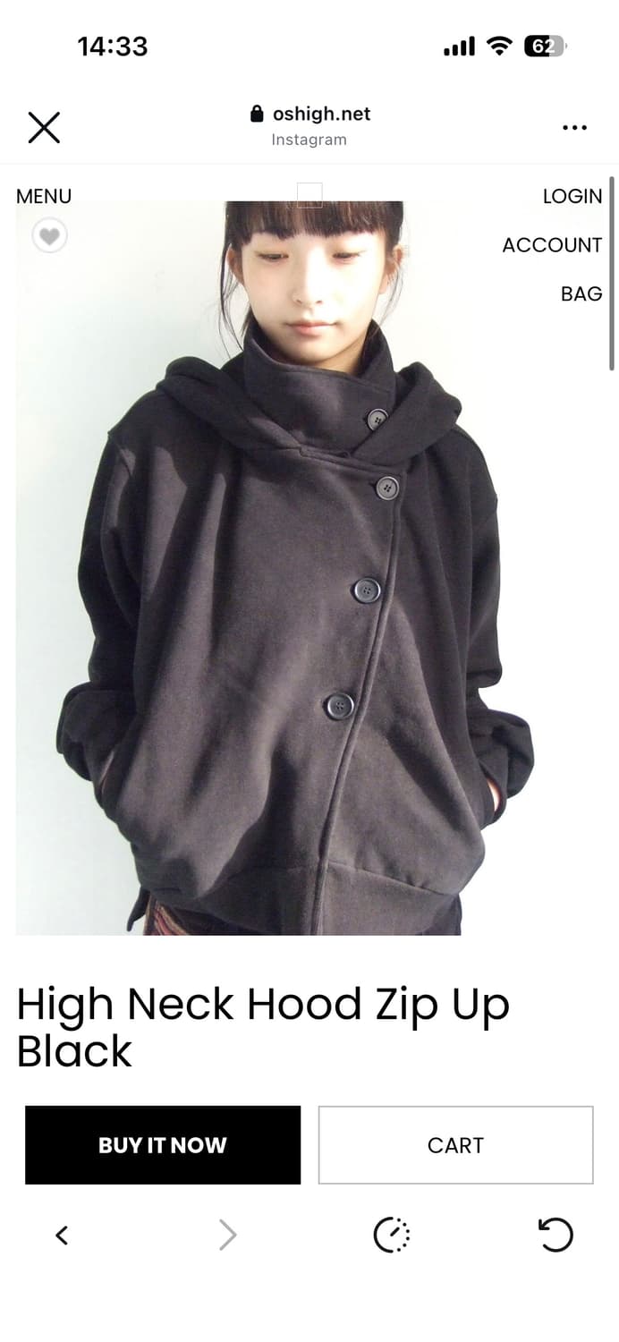 오스하이 High Neck Hood Zip Up Black 1사이즈 상품이미지1