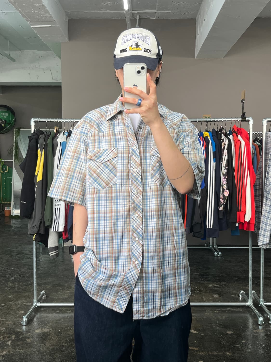 랭글러 웨스턴 체크 반팔 셔츠 상품이미지1