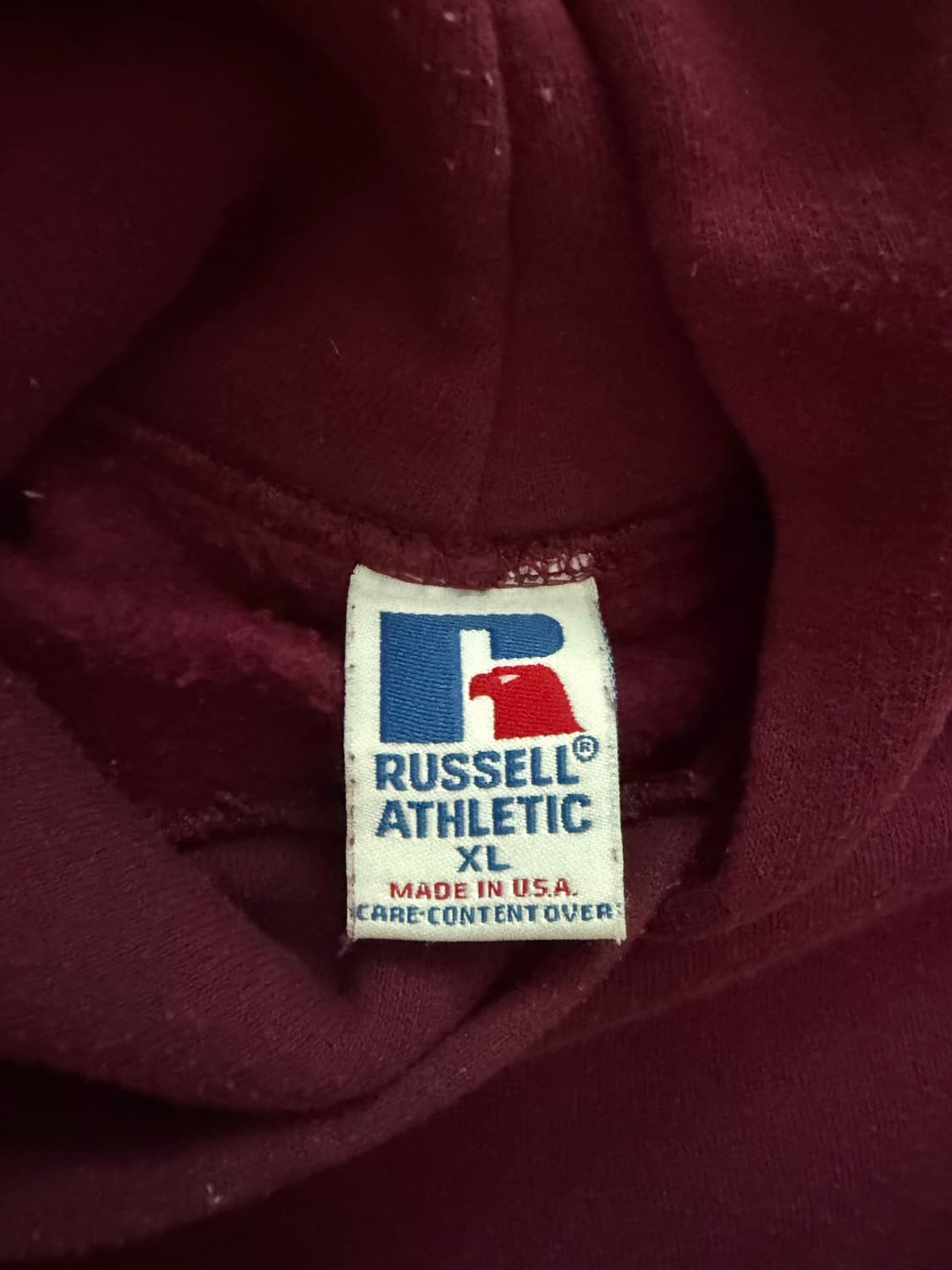 90‘s 러셀 usa xl 버건디후드 상품이미지2