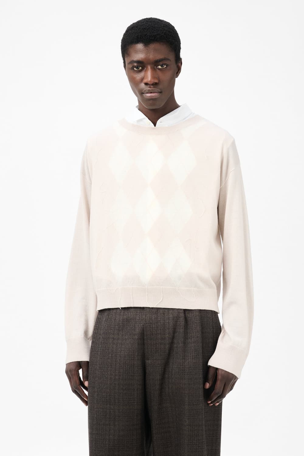 [46,48,50]아워레가시 25fw SONAR 아가일 니트/핑크 상품이미지1